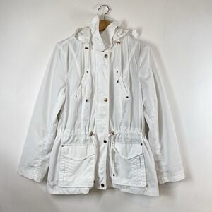 Charter Club Women's Water Resistant Removable Hood Jacket Size M White Outdoor